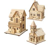 Figurines de village de Noël en bois, maisons de vacances lumineuses à LED, décoration d'intérieur festive | Concepts de collection d'exposition d'intérieur festive pour salon, chambre à coucher