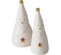 Figurines décoratives en porcelaine, pères Noël blancs, lot de 2