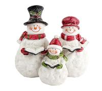 Figurines décoratives formant une famille de bonhommes de neige, 13 x 14 x 10 cm