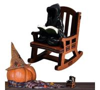 Figurines d'Halloween - Statue d'Halloween - Fauteuil à bascule miniature | Statue pour plateau de table, décoration d'Halloween, homme noir lit livre + chaise à bascule