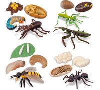 Figurines d'insectes - GIGICIAL - Lot de 16 - Cycle de vie - Éducatif - Multicolore