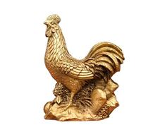 Figurines du Cheval du Zodiaque Chinois, Statue d'animaux du Zodiaque en Laiton Pur - Collection Décoration Feng Shui Maison & Bureau Cadeau Culturel Significatif,Rooster,Large