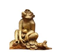 Figurines du Cheval du Zodiaque Chinois, Statue d'animaux du Zodiaque en Laiton Pur - Collection Décoration Feng Shui Maison & Bureau Cadeau Culturel Significatif,Monkey,Large