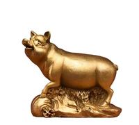Figurines du Cheval du Zodiaque Chinois, Statue d'animaux du Zodiaque en Laiton Pur - Collection Décoration Feng Shui Maison & Bureau Cadeau Culturel Significatif,Pig,Large