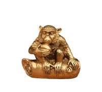 Figurines du Cheval du Zodiaque Chinois, Statue d'animaux du Zodiaque en Laiton Pur - Collection Décoration Feng Shui Maison & Bureau Cadeau Culturel Significatif,Monkey,Small