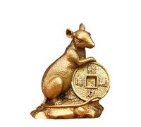 Figurines du Cheval du Zodiaque Chinois, Statue d'animaux du Zodiaque en Laiton Pur - Collection Décoration Feng Shui Maison & Bureau Cadeau Culturel Significatif,Rat,Large