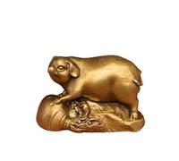 Figurines du Cheval du Zodiaque Chinois, Statue d'animaux du Zodiaque en Laiton Pur - Collection Décoration Feng Shui Maison & Bureau Cadeau Culturel Significatif,Pig,Small