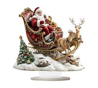 Figurines du Père Noël | Figurine de Noël en Acrylique 2D Père Noël et traîneau | Figurines de Noël en traîneau de Rennes de Noël | Ornements de Rennes du Père Noël pour la décoration de la Maison