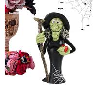 Figurines effrayantes en résine - Ensemble de citrouille chat noir sorcière, sculpture d'Halloween sur le thème de l'horreur | Décoration de table de maison hantée, centre de table de fête fantôme