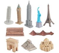 Figurines emblématiques de la ville : modèle de construction Empire State, statue de la tour penchée de Pise, réplique Big Ben, Statue de la Liberté Sculpture | Pyramides Parthénon TR