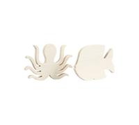 Figurines en bois à décorer - Pieuvre et Poisson - 2 pcs