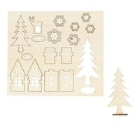 figurines en bois arbre / cerf brun 17 cm