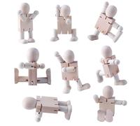 Figurines en Bois Flexibles,Lot de 8 Poupées en Bois a Peindre Soi-même pour le Design,Dessin et le Jeu,Loisirs Créatifs et Cadeaux D'invités