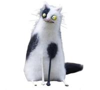 Figurines en Feutre de Laine : Animaux Mignons et insolites Faits Main, Chat Opossum aux Grands Yeux, décor Original Taille Paume, compagnons ludiques de Bureau