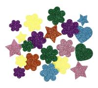 Figurines en mousse, D : 19+29 mm, étoile, coeur, fleur, 100pcs.