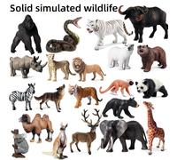 Figurines en PVC solide de la série Wildlife, gorille, tigre, Lion, Panda, éléphant, hippopotame, ours brun, rhinocéros, girafe, zèbre, chameau, buffle, maison Male white lion