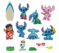Figurines et accessoires - LICENCE /STITCH - Coffret Deluxe - 13 figurines et accessoires, Stitch dans 5 poses, planche de surf G