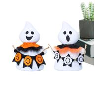 Figurines fantômes - Décoration de gnome d'Halloween 8x5 pouces pour atmosphère festive, charme de saison avec affichage de table, ornements souriants pour la maison hantée de la fenêtre avec étagère