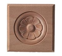 Figurines florales en bois sculpté naturel, incrustation unique, ornements d'angle, appliques décoratives pour portes et meubles, 4 cm x 4 cm