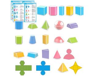 Figurines géométriques pour la salle de classe 20 pièces pliables de | Blocs didactiques de patrons pour la salle de ctivité ludique de perspective pour apprentissage à la maison, enfant,