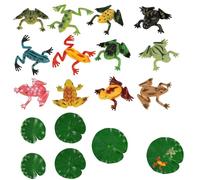 figurines grenouille réalistes 12 pièces avec 5 feuilles de lotus miniatures décoration jardin maison anniversaire jeu éducatif PVC durable