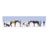 Noch Figurines H0 15634 Travail d'écurie 6 figurines 2 chevaux accessoires
