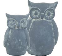 Figurines Hiboux Gris - 2 pièces - Pierre - 14 et 19 cm