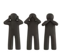 Figurines - J-LINE - Bonhomme de la sagesse - Résine noire mat - 30 cm - Objets décoratifs