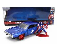 FIGURINES JADA 1/32 PLYMOUTH GTX CAPTAIN AMERICA 1972 MODÈLE STATIQUE DIECAST