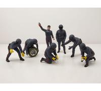 Figurines Jeu 3 Formel 1 F1 Pit Crew Mécanicien 2020 Mauve (7 Pièce ) pour 1:18