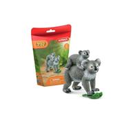 Figurines Koala Schleich Wild Life Maman et Bébé 2 pièces Plastique texturé Gris