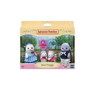 Sylvanian Families Figurines, La Famille Phoque, 4 pers. articulés + accessoires plage, Multicolore