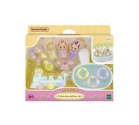 Sylvanian Families – Figurines miniatures – 5707 Les triplés Lapin Crème et accessoires de bain