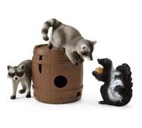 Figurines Malice de noix Schleich SLH42532 Nutty Mischief Wild Life Animaux de la forêt raton laveur mouffette Brun G