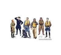 Figurines maquettes - MASTER BOX - Pilotes célèbres 2e GM - Plastique 54mm (1/32) - 7 fig. + chien - À monter