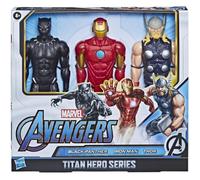 Marvel Comics Figurines Titan Hero Series Black Panther, Thor, Iron Man – Pack de 3 – Mixte