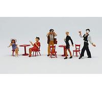 Figurines Mime et clients, scène de rue (terrasse de café)