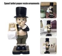 Figurines Miniatures De Majordome Dde Toilette Avec Porte-Rouleau De Papier, Ornement En Résine Pour Salle De Bain, Décoration Artisanale De Maison
