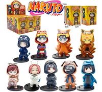 Figurines Naruto en boîte mystère, modèle d'ornement, anime, Uchiha Sasuke, Sakura, figurine d'action cosplay, jouets, décorations, cadeaux 9 pcs with box-1