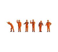 Figurines - NOCH - Personnel de manœuvre orange - Lot de 6 pièces - Échelle HO (1:87)