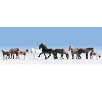 Noch Figurines modélisme ferroviaire 45761 - 9 chevaux - Échelle TT 1:120
