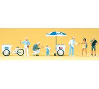 Figurines Preiser H0 (24661): Vente De Glaces, 6 Figurines + 2 Wagons