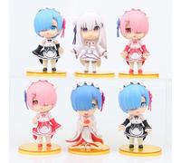 Figurines Re:Zero Start Life Dans Un Autre Monde, Jouets Poupées, Ornement De Gâteau, Cadeau D'anniversaire, 6 Pièces/Ensemble