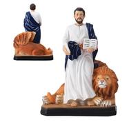 Figurines religieuses catholiques, sculpture chrétienne réaliste de 15 cm - Statue de Jésus et Lion - Figurines de collection - pour maison chambre de dortoir église hôtel anniversaire Noël Pâques
