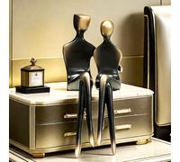 Figurines romantiques pour couple amoureux assis - Statue d'art romantique pour bureau, décoration d'intérieur, accessoires de bureau, figurines de décoration de mariage, Saint-Valentin et