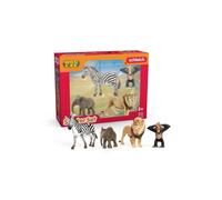 Figurines SCHLEICH Wild Life Mes Premiers Animaux d'Afrique 4 pièces Zebra Éléphant Lion Gnu Multicolore