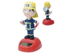 Figurines solaires Bobblehead, Figurine Solaire à secousses, Figurines de Pompiers à Oscillation Solaire, Jouet à Pompon oscillant pour décoration de Voiture, Bureau et Tableau de Bord pour