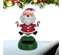 Figurines Solaires Dansantes Figurines Père Noël à Tête Hochette Mignonnes | Décorations Auto pour Tableau de Bord Bureau, Table, Entrée, Rebord de Fenêtre