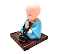 Figurines solaires dansantes - Ornements de moines qui secouent le tableau de bord de voiture | Accessoire décoratif à énergie positive, sculpture souriante inspirée du zen pour la maison et les