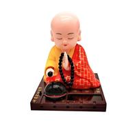 Figurines solaires dansantes - Ornements de moines qui secouent le tableau de bord de voiture | Accessoire décoratif à énergie positive, sculpture souriante inspirée du zen pour la maison et les